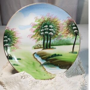 Aiyo China 8" Plate Cherry Blossoms Gold Trim Occupied Japan